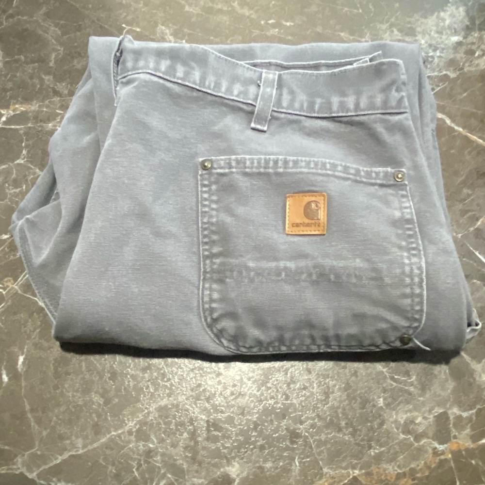Carhartt B136 Double Knee Work Pants Gray 42x32 Distressed Workwear - Picture 15 of 16